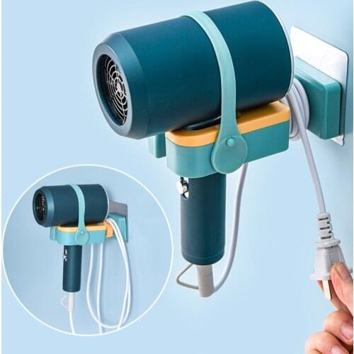 Storage rack bathroom free perforation wall-mounted can be wound hair dryer storage rack household bathroom supplies