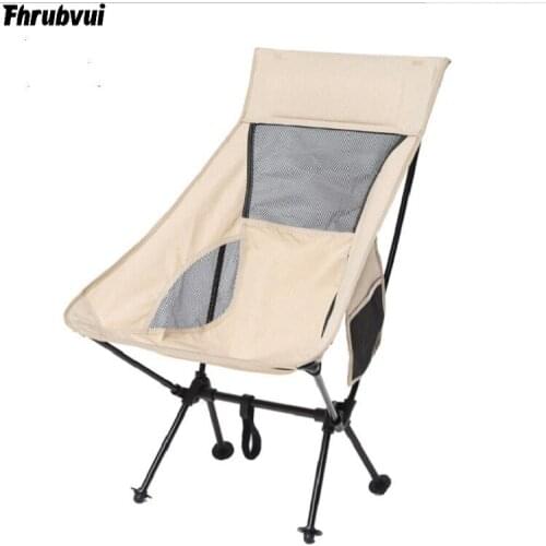 Outdoor 7075 aluminum beach chairs Recliner folding fishing chair plus with pillow double-use moon chair