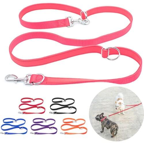 Dog Walking Leash Leash Double Head Nylon 7 In 1 Multi-Function Nylon Pet Leashes Adjustable Pet Two Dogs Training Leash