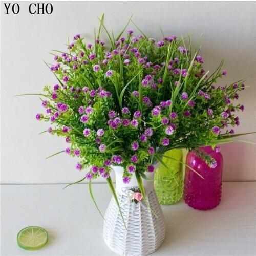YO CHO artificial flowers Gypsophila Plastic grass Flower Branch fake flowers Babys Breath Wedding christmas Deco flowers Heads