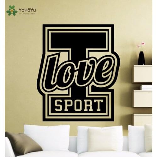 YOYOYU Wall Decal Quotes I Love Sport Vinyl Wall Stickers For Kids Rooms GYM Sports Home Decor Removable Waterproof Mural SY619