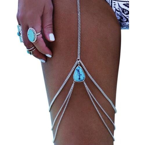 Boho Waist Belly Chain Leg Thigh Chain Woman Sexy Beach Bikini Body Chain Bohemian Leg Thigh Harness Jewelry
