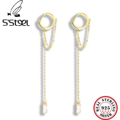 SSTEEL 925 Sterling Silver Drop Earring For Women New Accessories Earrings Personalized Luxury Chain Gold Earings Fine Jewelry
