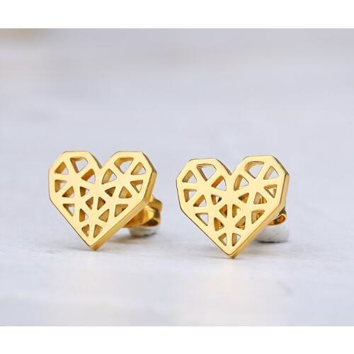 Full Blood Vessels Heart Earrings For Women Fashion Jewelry Stainless Steel Gold Color Korean Earrings Christmas Gifts Brinco