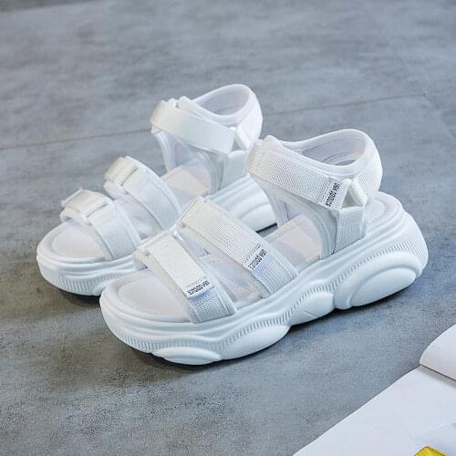 New Platform Sandals Beach Shoes Woman Summer Heels Open Toe Thick Bottom Soft Casual for Students Black Sandalias Mujer