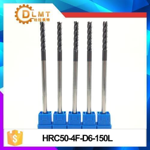 1 pcsHRC50 6mm8mm10mm12mm 150L EndMills 4Flute Carbide Straight Shank EndMills for CNC Lathe Cutting Tools Milling Cutter