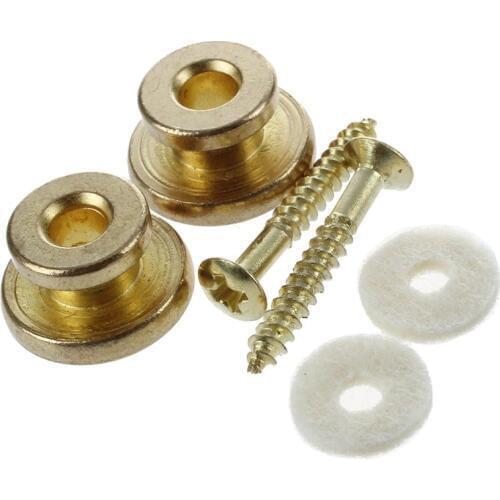 2pcs Golden Strap Button w/ Mounting Screw for Guitar Mandolin