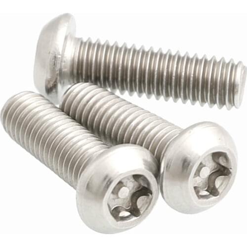 20pcs Six-Lobe Torx Bolt Button Pan Round Head M4 M5 M6 Tamper Proof Anti-theft Screw with Pin Bolts A2 304 Stainless Steel