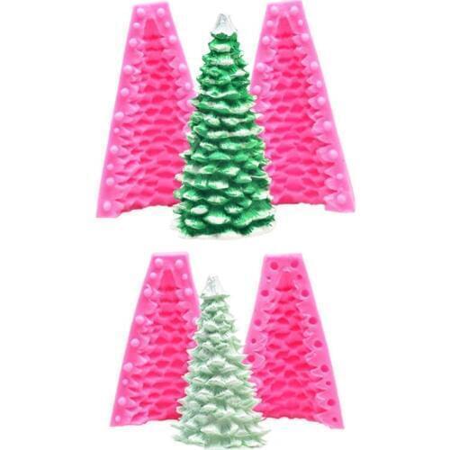 3D Christmas Tree Silicone Candle Mold Soap Clay Making DIY Cake Mould Baking