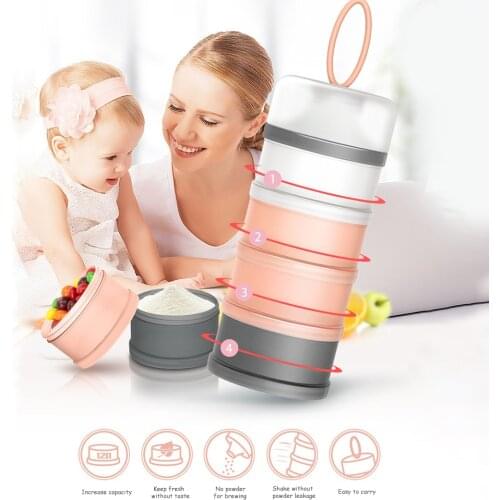 4 Layers Toddle Container PP Infant Portable Food Storage Candy Sealing Essential Grains Baby Milk Powder Box Feeding Dispenser