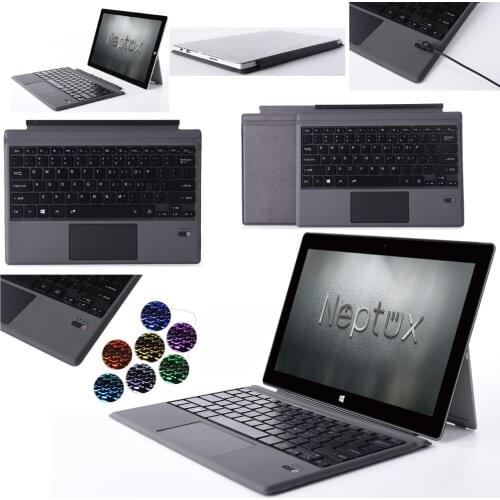 7-Color LED Wireless Bluetooth Keyboard Case Stand Leather Cover Touchpad For Microsoft Surface Pro 6 5 4 3 New Surface Pro 2017