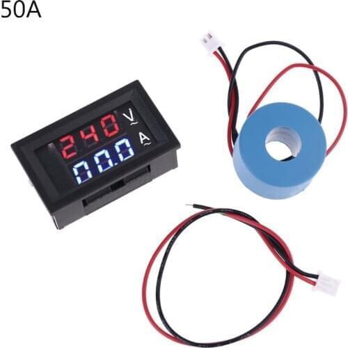AC 60-500V 10A 50A 100A Voltmeter Ammeter 0.28" Digital Current Gauge Volt Meter with Current Transformer