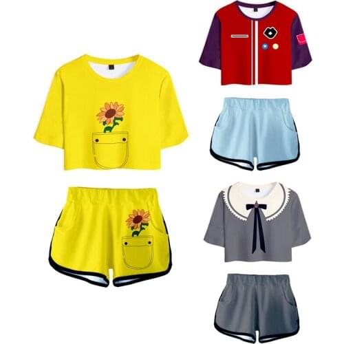 Anime WONDER EGG PRIORITY Tshirt Shorts Neiru Aonuma Cosplay Costume T shirt Shorts Sport Suits Girls Tees Running Sets Women