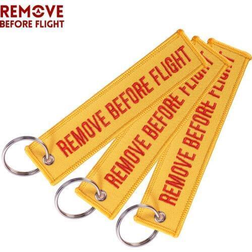 Remove Before Flight Keychains Orange Chaveiro Embroidery Keychain Ring for Aviation Gifts Jewelry Key Fob Key Holder 3 PCS/LOT