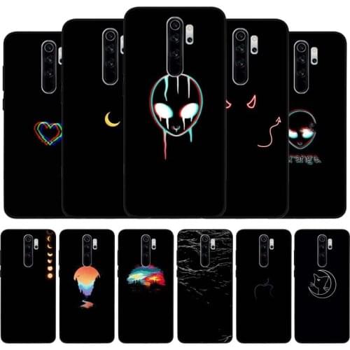 Black simplicity black Silicone Phone Case For Redmi note 9 8 7 Pro S 8T 7A Cover