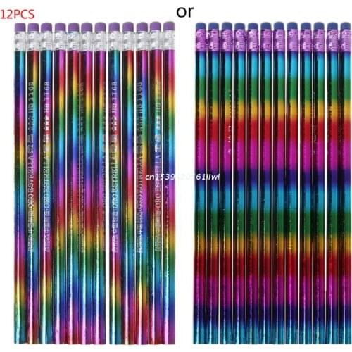 12Pcs Rainbow Pencil Wood Environmental Protection Bright Color HB Drawing Painting Pencils School Office Writing Pen Dropship
