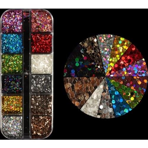 Colorful Holographic Nail Chunky Glitter Sequins 1MM Laser Hexagon Sparkly Flakes For DIY Gel Acrylic Nails Accessories RK390024