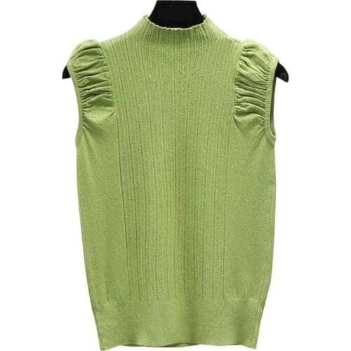 Fashion Sexy Slim Womens T Shirt Fashion Sexy Slim Solid Bottoming Tops Casual Half Turtleneck Knitted Sleeveless T-Shirt