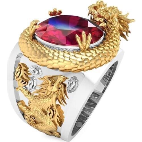 Fashion Women Carved 3D Domineering Dragon Ring Silver Jewelry Accessories