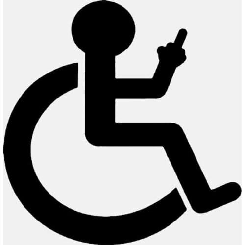 Cartoon Wheelchair Finger Up Car Sticker Personality Decal Laptop Truck Motorcycle Auto Accessories PVC,13cm*12cm