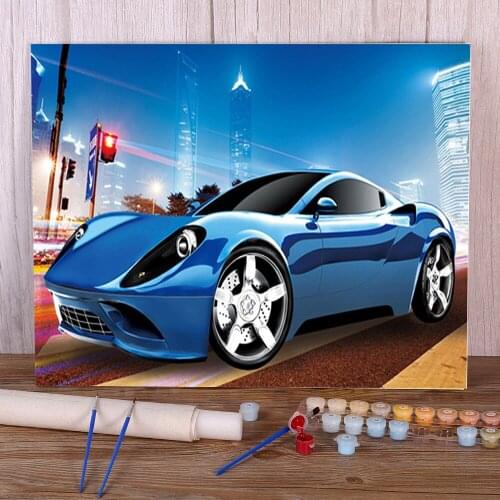 Landscape Car Coloring By Numbers Painting Package Acrylic Paints 40*50 Paiting By Numbers Home Decor For Handiwork
