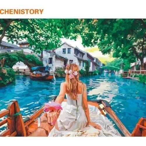 CHENISTORY Frameless Sweet Lover DIY Painting By Numbers Picture Modern Wall Art HandPainted Oil Painting For Wedding Decoration