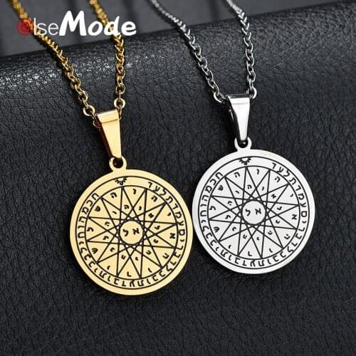 ELSEMOOD Magic Circle Charms Pendant Necklace for Women Gold Steel 316L Stainless Steel Amulet Necklaces Birthday Gift Jewelry