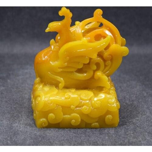 Tian Huang Stone Phoenix seal fire phoenix Home-guarding house seal Phoenix antique signet Fengshui stone ornament