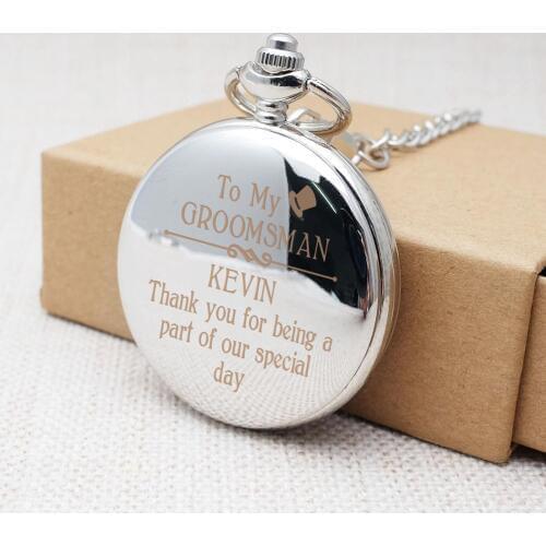 Personalized Groomsman Pocket Watch,Pocket Watches Pendant with Chain Custom Engraved Gift,Customized To Best Man Gift