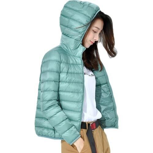 Plus Size S-3XL Lightweight Down Jacket Women 2020 New Autumn and Winter Short Coat Slim Light Duck Down Hooded Jacket NS2313