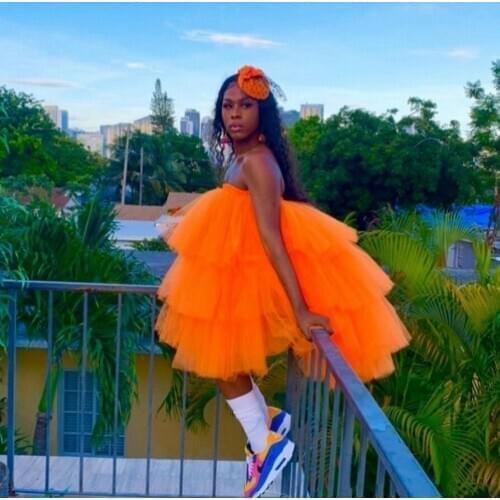 Photoshoot Lush Tulle Women Tops Blouse 2 Wear Ways Short Dress Extra Puffy Tiered Tulle Short Prom Gown Ruffled Backless Chic