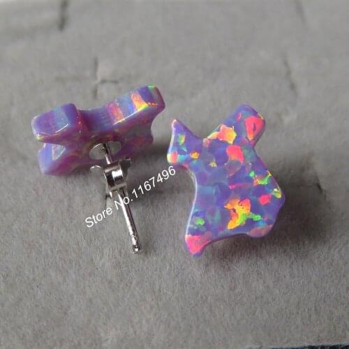 12pairs/lot 12mm 925 Sterling Silver Texas Opal Fire Opal Earrings For Gift