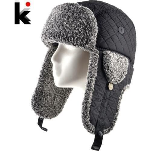 Faux Fur Bomber Hat For Men Winter THick Warm Hat With Earflaps Double Layer Windproof Snow Hats Women Russian Outdoor Ski Hat