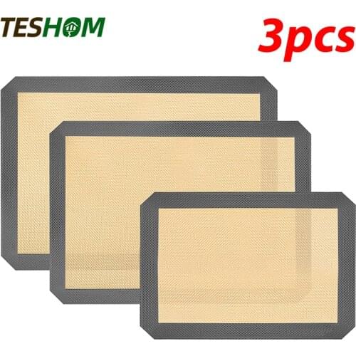 3Pcs Silicone Baking Mats Sheets Nonstick Large Extra Thick Reusable Bakeware Mats for Cookies, Pastry, Bread, Bun, Fondant