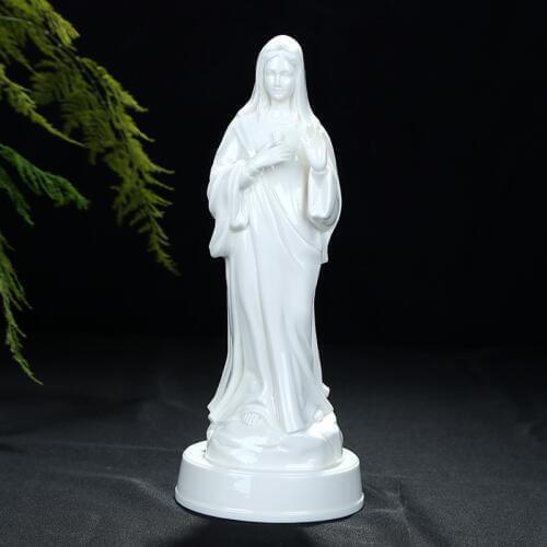 Catholic virgin Mary Madonna Statue sacred ceramic gift ornament prayer for Christian Gospel of Christ White porcelain figure