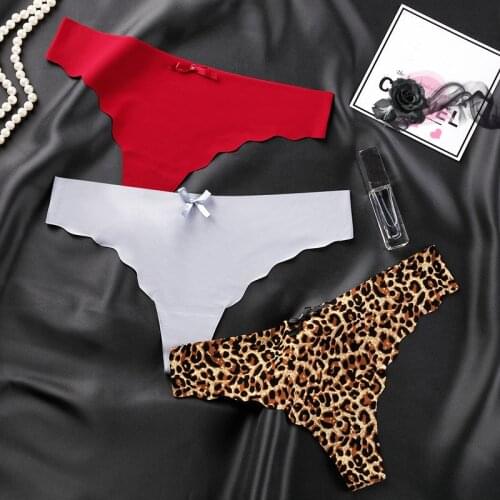 3Pcs/Lot Women Panties Ice Silk Underwear Seamless T-Back Thongs Low Waist Femme Underpants G-String Comfort Lady Sexy Lingerie