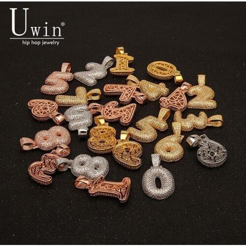 UWIN Hip Hop Custom 0-9 Bubble Numbers CZ Necklaces & Pendant Cubic Zirconia Name Necklace for Men Fashion Charm Jewelry