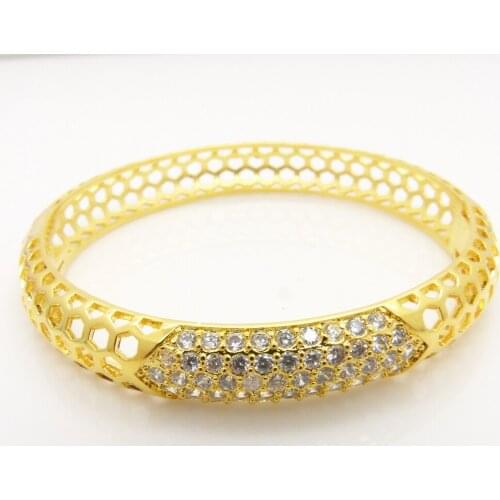 Vintage Jewelry Hollow Yellow Gold Filled Womens Bangle Openable Gift Dia 55mm