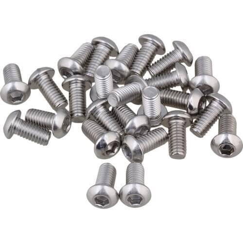 M6 x1.2cm 304 Stainless Steel Button Head Hex Socket Cap Screws Bolts Pack of 25