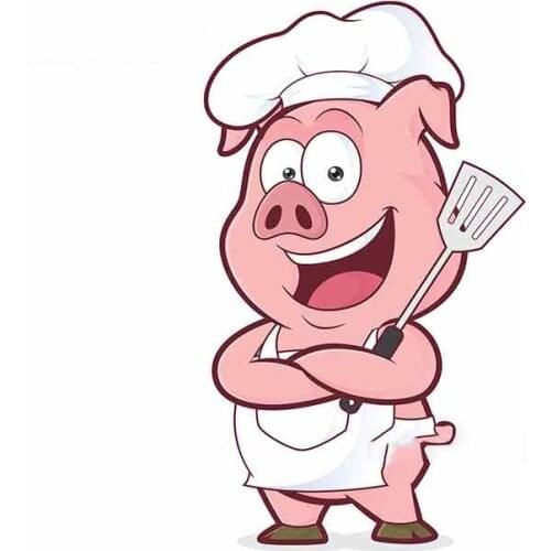 JuYouHui Exterior Accessories Decal Creative Chef Pig Car Bumper Window Personality Stickers DIY Occlusion Scratch PVC Decals