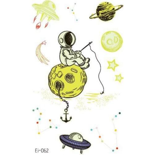 Outer Space Astronaut Temporary Tattoo Luminous Stickers Anime Tatoo Cool Stuff Festival Cheap Goods Body Jewelry