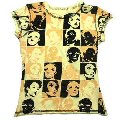 Summer Crop Top Y2K Aesthetic Face Portrait Graphic T-shirt Harajuku Tie Dye Vintage Women Sweats Tee Gothic Streetwear