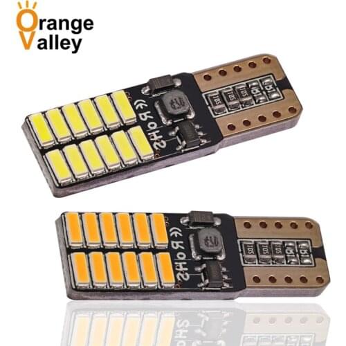 100Pcs Super Bright T10 W5W 24 LED 4014 SMD Car Led Wedge Light Marker Side Interior Lamp Turn Reverse License Plate Bulb DC 12V
