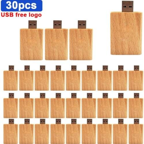 30pcs/lot free custom logo Wooden USB 2.0 maple usb flash drive pendrive 4GB 8GB 16GB 32GB 64GB 128GB memory stick customer LOGO