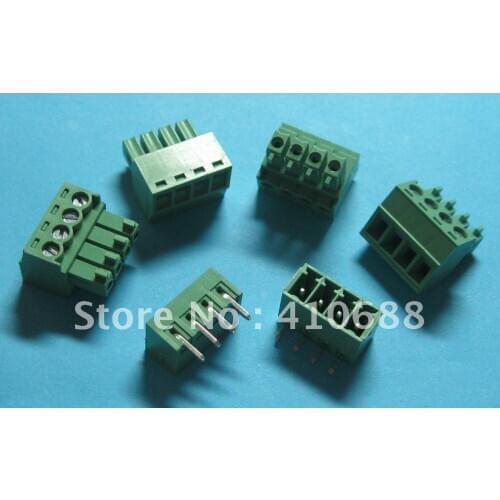 50 Pcs Pitch 3.5mm Angle 4way/pin Screw Terminal Block Connector Green Color T Pluggable Type