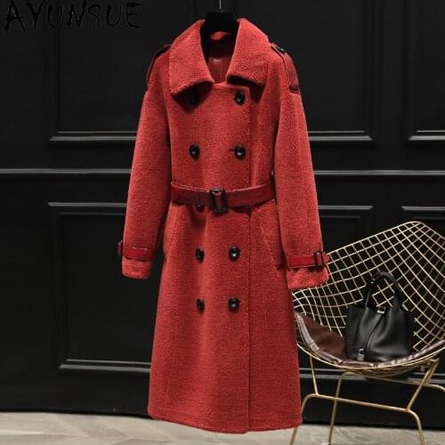 AYUNSUE Winter Real Fur Coat Women Clothes Long 100% Wool Fur Jacket Sheep Shearing Korean Abrigos Mujer Invierno 2020 KJ5066