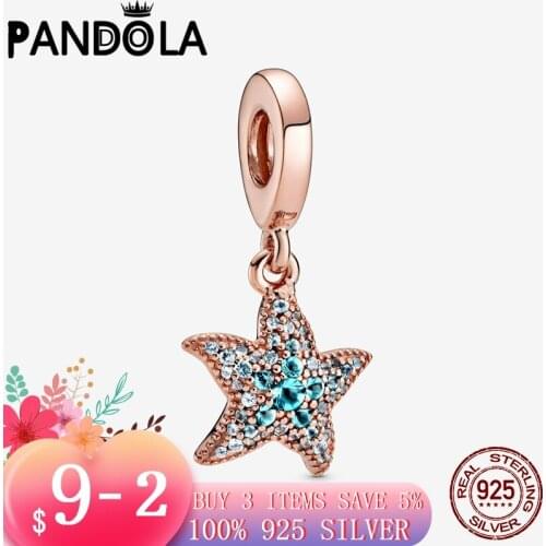 2021 new Summer Arrival 925 Sterling Silver Sparkling Starfish Dangle Charms Beads Fit Original Pandora Bracelet Jewelry Gift