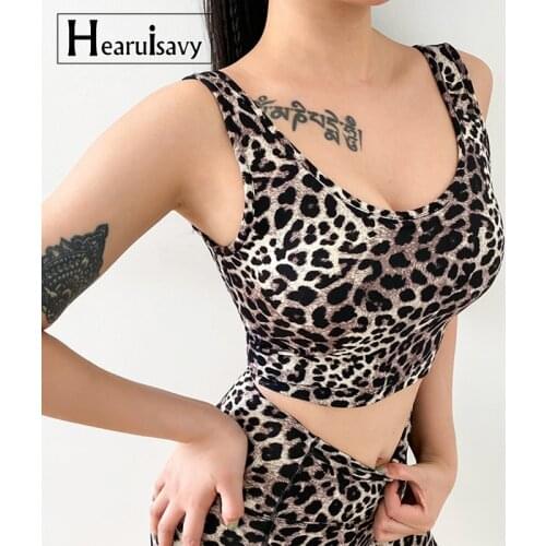 Sexy Leopard Print Bra Top For Women Fitness Sports Bra Push Up Wireless Nylon Yoga Underwear Gym Active Wear Workout Brassiere