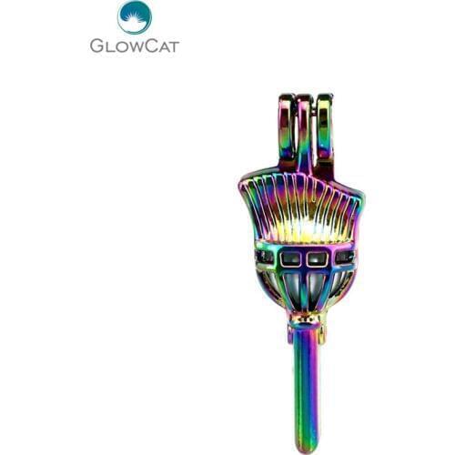 C626 5pcs/lot Rainbow Color lovely Torch Pearl Beads Cage Locket Pendant Pearl Locket Fairytale Party