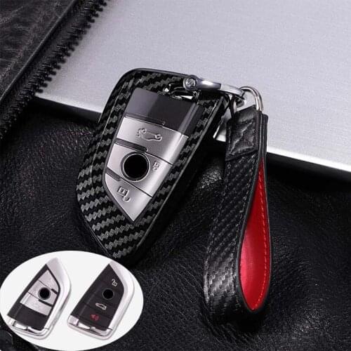 For BMW X5 F15 X6 F16 G30 7 Series G11 X1 F48 F39 High Quality Carbon Fiber Grain Key Case Cover Shell Key Chain PC+TPU